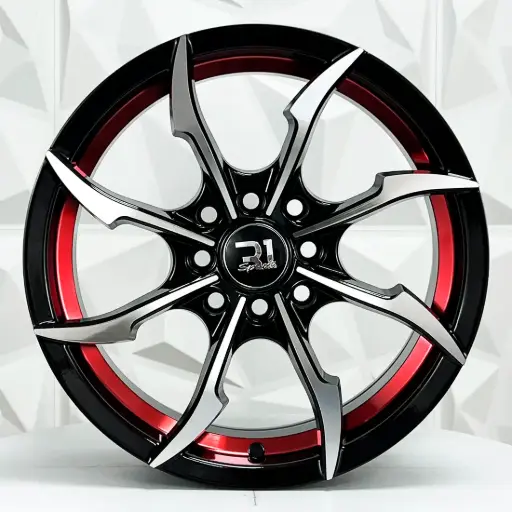 [151581] RIN 15X7 4-100/114.3 R1 SPORT DX243 BLACK MACHINE FACE+RED UNDERCUT ET35 CB73.1