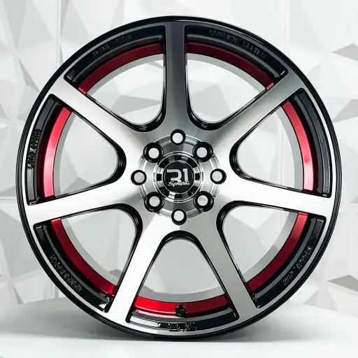 [161505F] RIN 16X7 4-100/114.3 R1 SPORT 658 BLACK MACHINE FACE RED LINE ET38 CB73.1